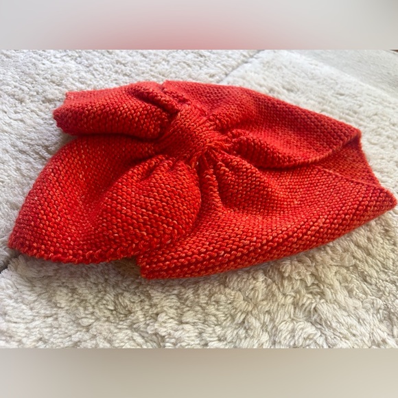 Misha & Puff Hot Red Wool Sledding Scarf Adult Women’s Orange Bright Handmade - Picture 8 of 11